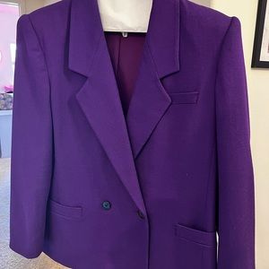 Christian Dior Suit Jacket Blazer 1990s Sz 10 Royal Purple 100% Wool 90s Vintage